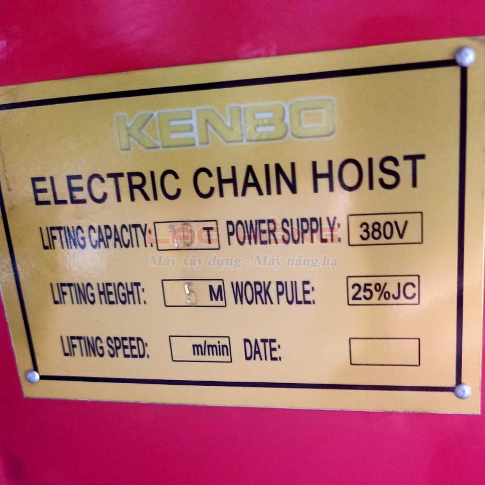 Pa lăng xích điện KENBO DHS10t-6m 220V